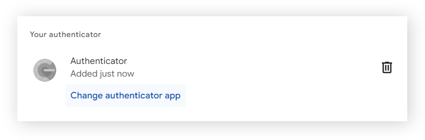 在帐户的 2FA 安全设置中将 Google帐户的身份验证器密钥转移到新设备。